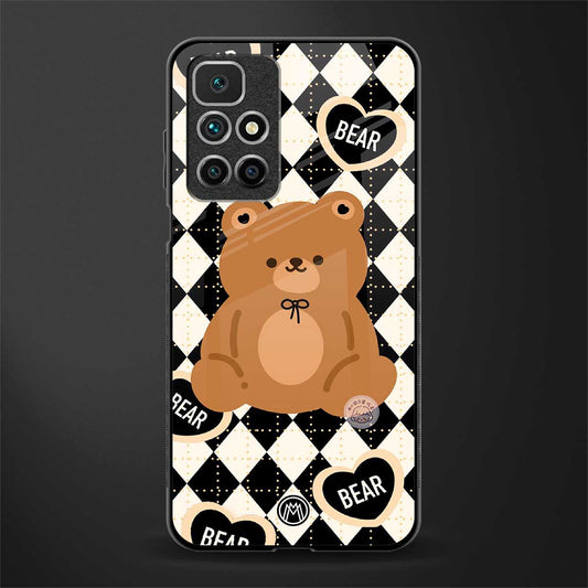 bear uniform pattern glass case for redmi 10 prime image