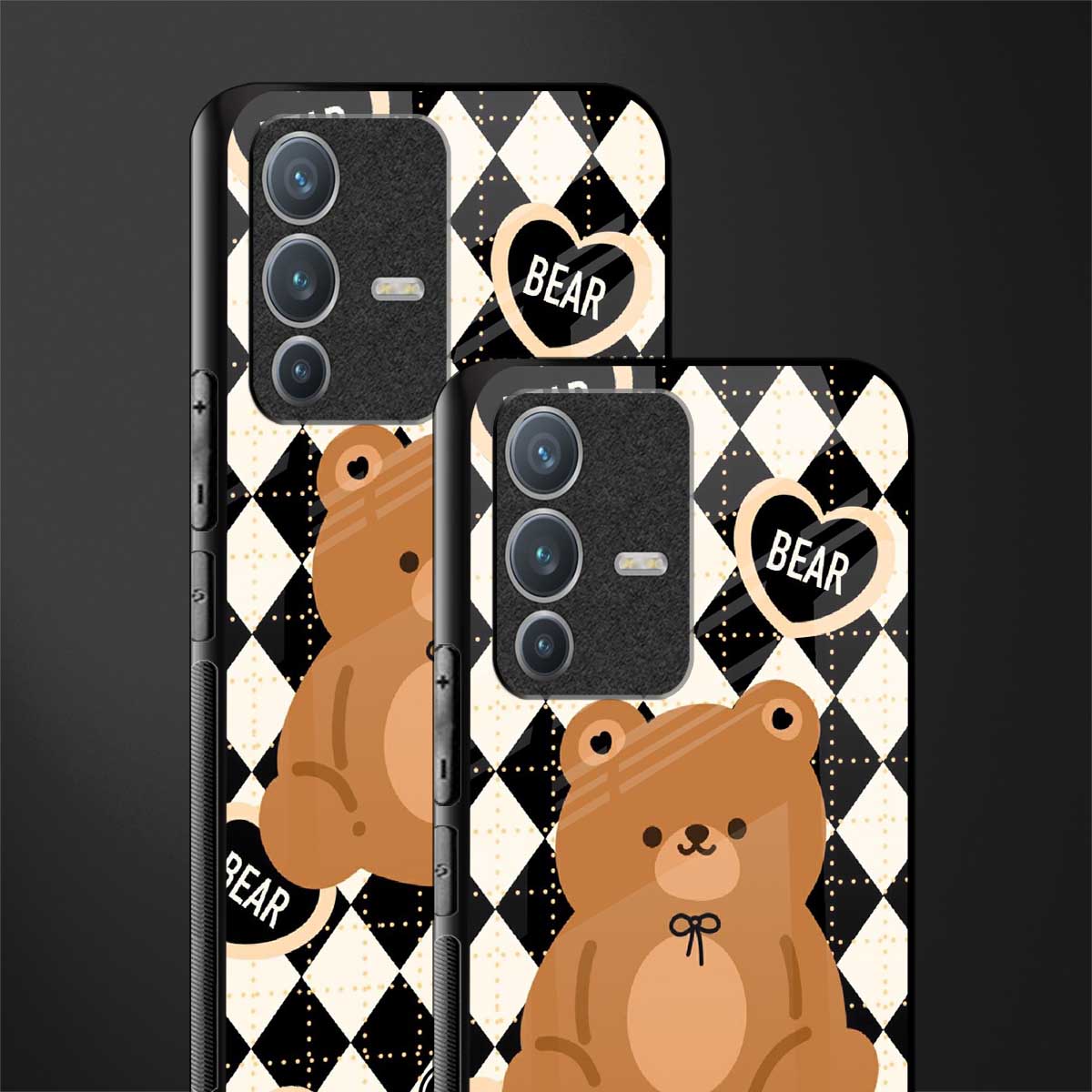 bear uniform pattern glass case for vivo v23 pro 5g image-2