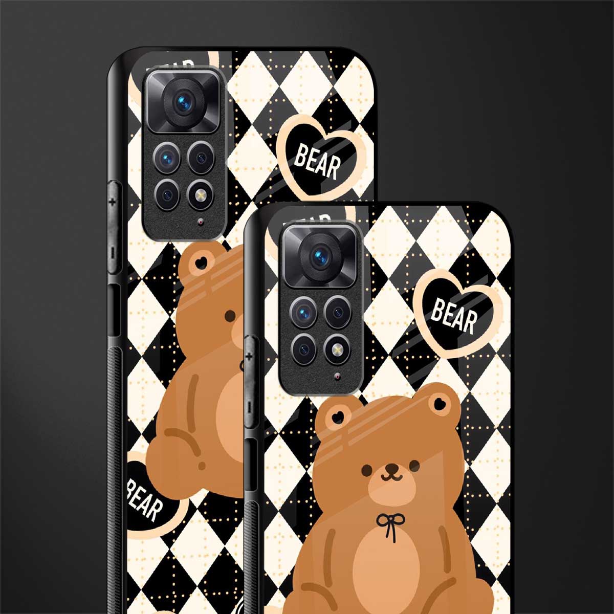 bear uniform pattern back phone cover | glass case for redmi note 11 pro plus 4g/5g