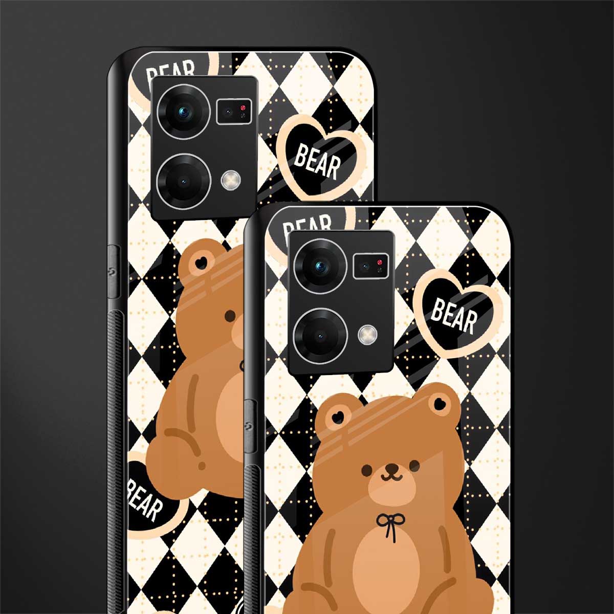 bear uniform pattern back phone cover | glass case for oppo f21 pro 4g