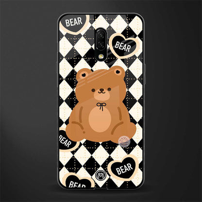 bear uniform pattern glass case for oneplus 7 image