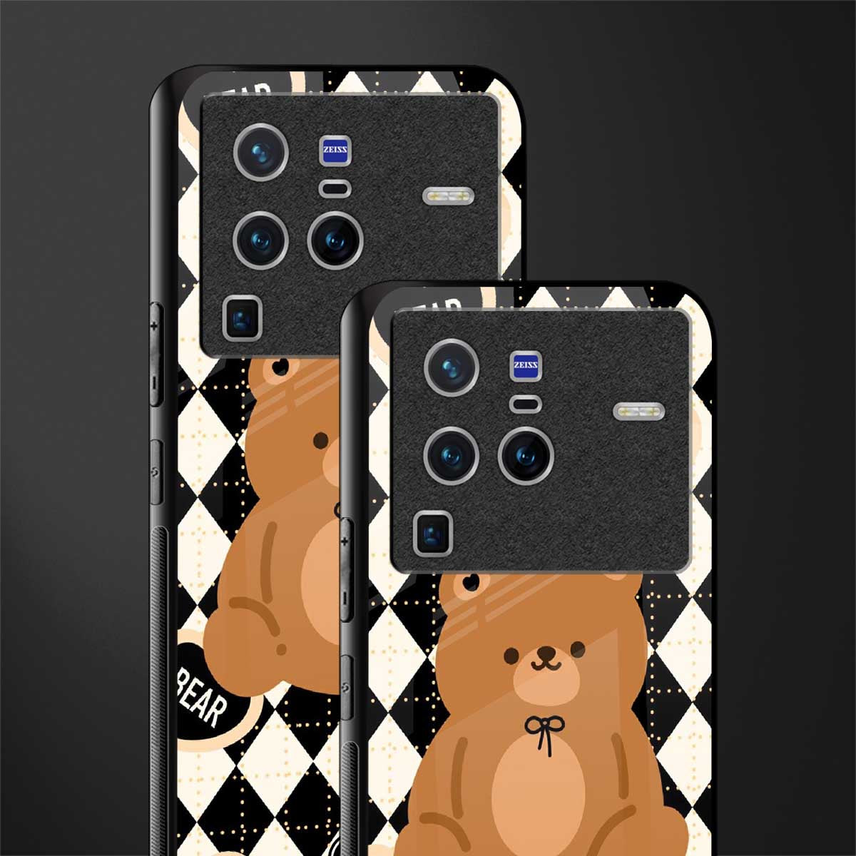 bear uniform pattern glass case for vivo x80 pro 5g image-2