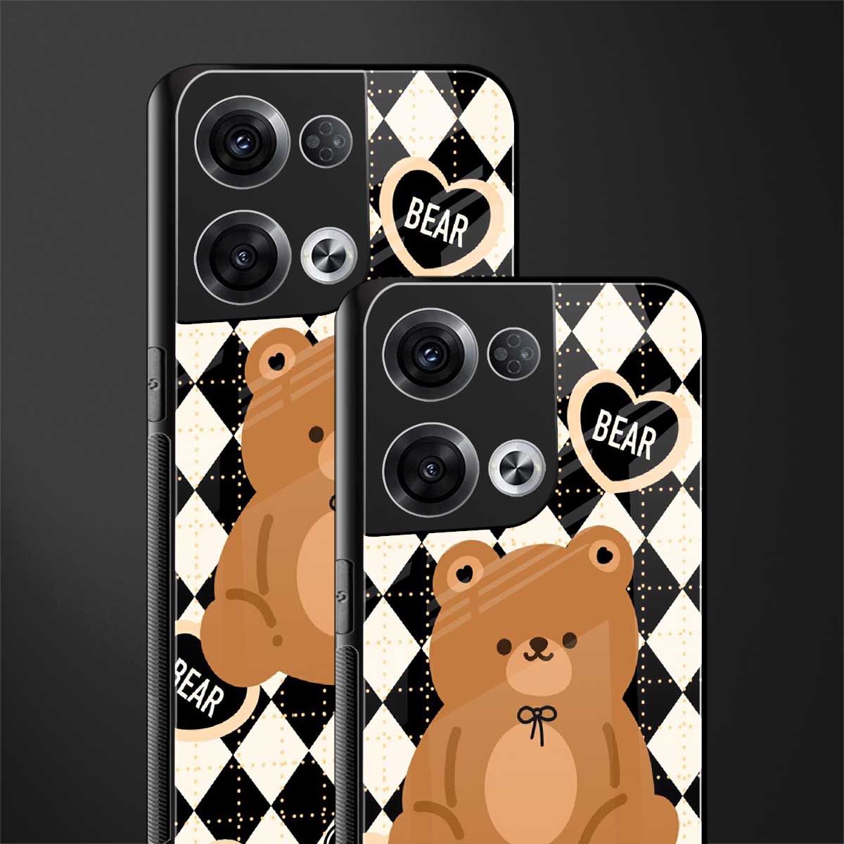 bear uniform pattern back phone cover | glass case for oppo reno 8