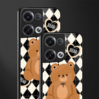 bear uniform pattern back phone cover | glass case for oppo reno 8