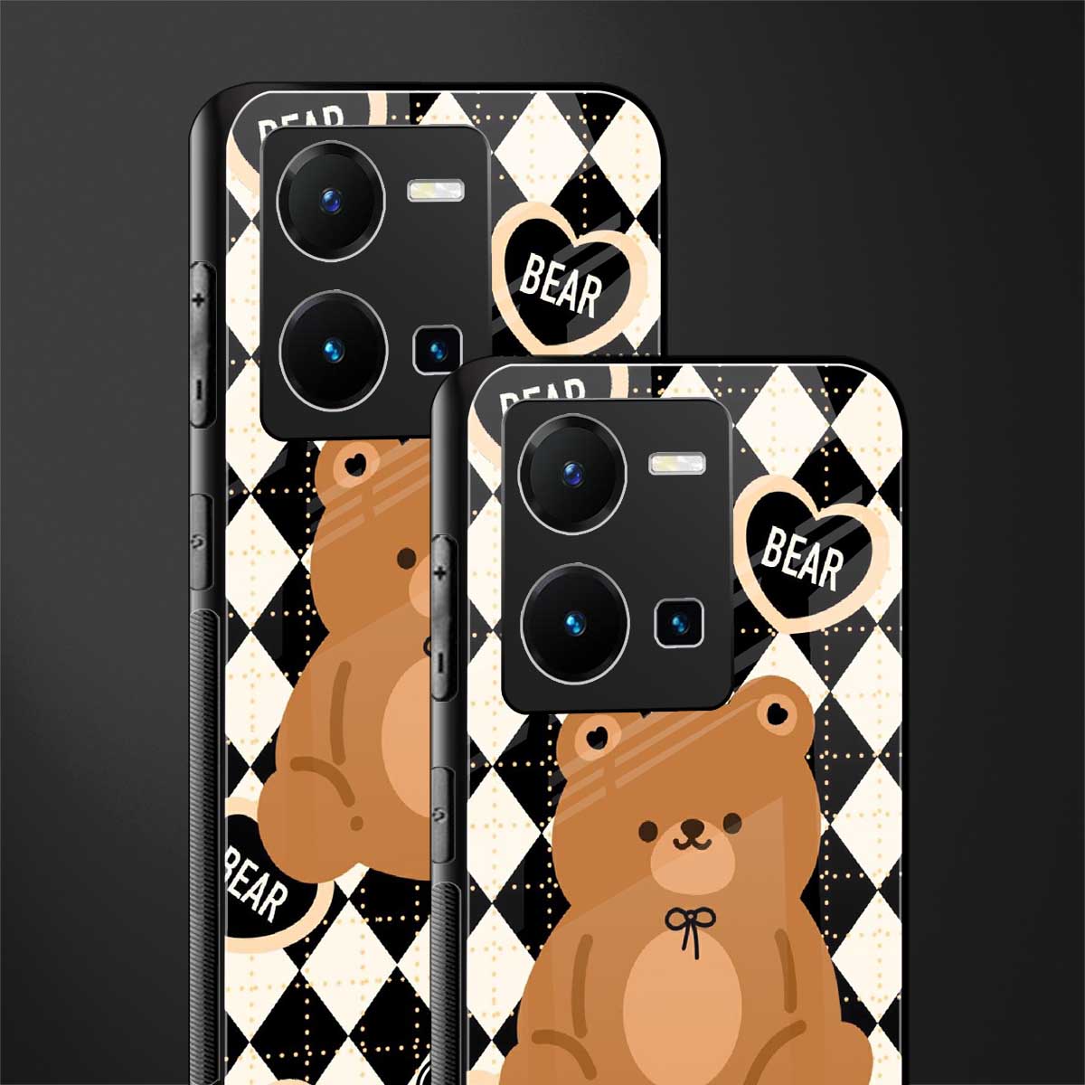 bear uniform pattern back phone cover | glass case for vivo y35 4g
