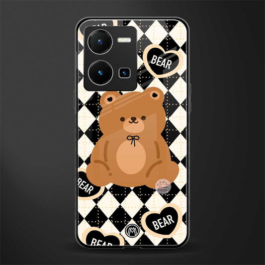 bear uniform pattern back phone cover | glass case for vivo y35 4g