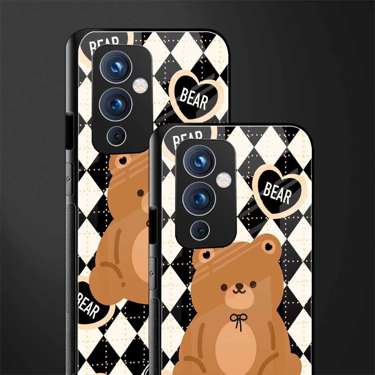 bear uniform pattern back phone cover | glass case for oneplus 9