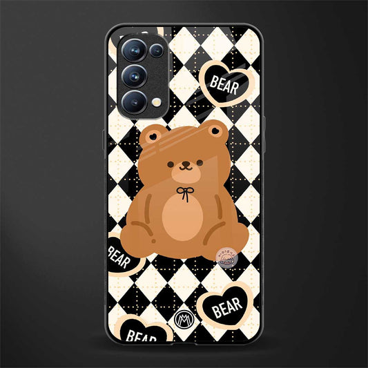 bear uniform pattern back phone cover | glass case for oppo reno 5