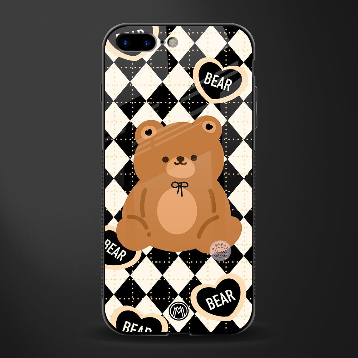 bear uniform pattern glass case for iphone 8 plus image