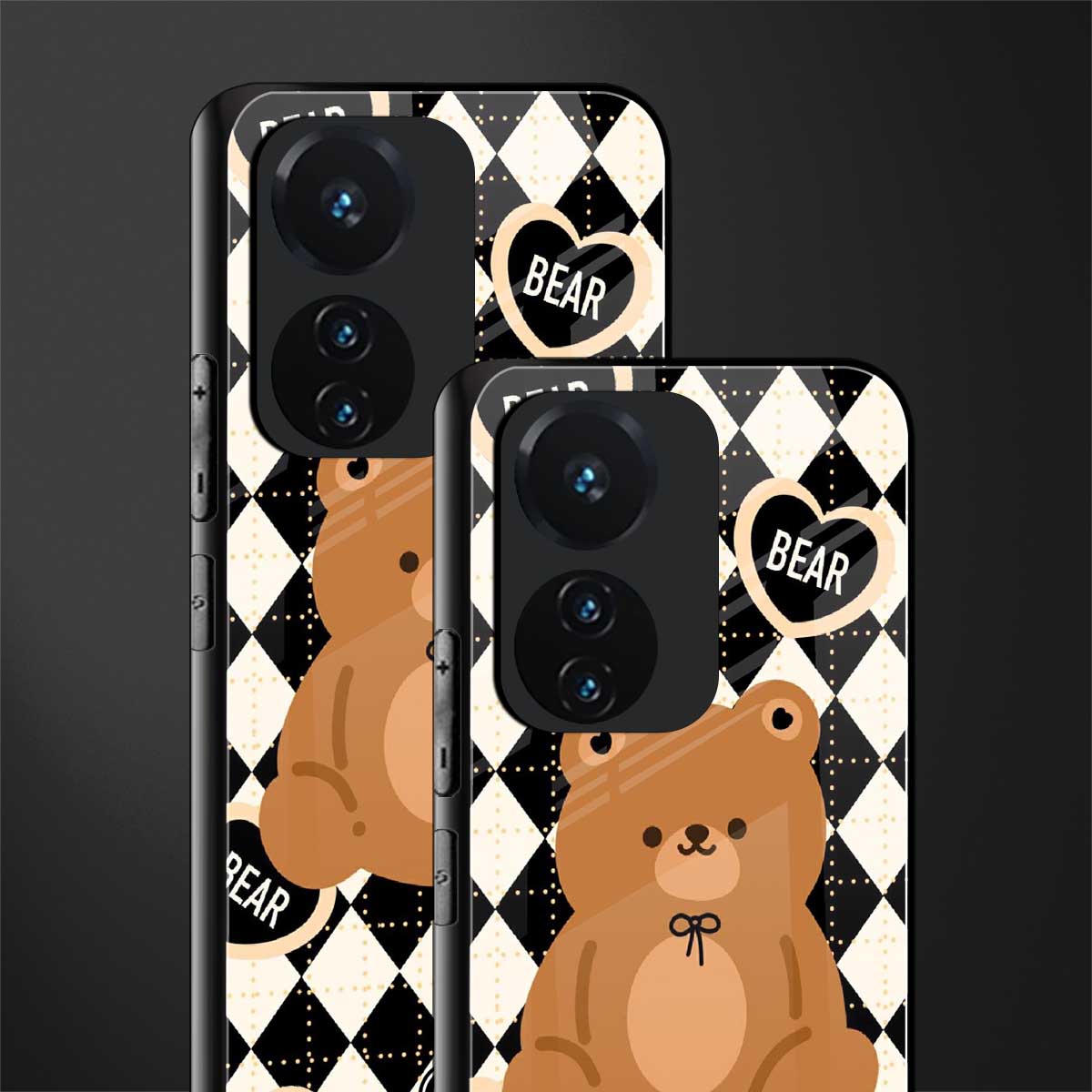 bear uniform pattern back phone cover | glass case for vivo t1 44w 4g
