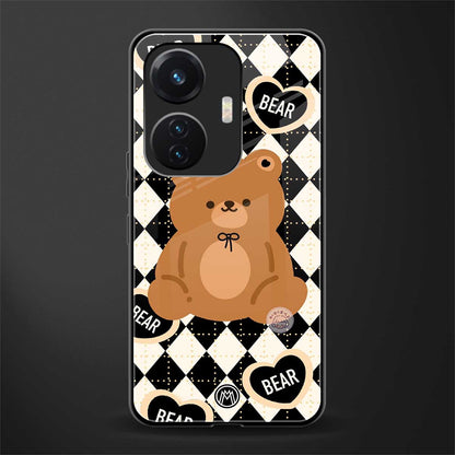 bear uniform pattern back phone cover | glass case for vivo t1 44w 4g