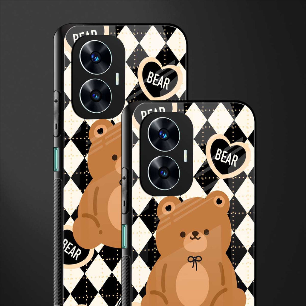 bear uniform pattern back phone cover | glass case for realme c55