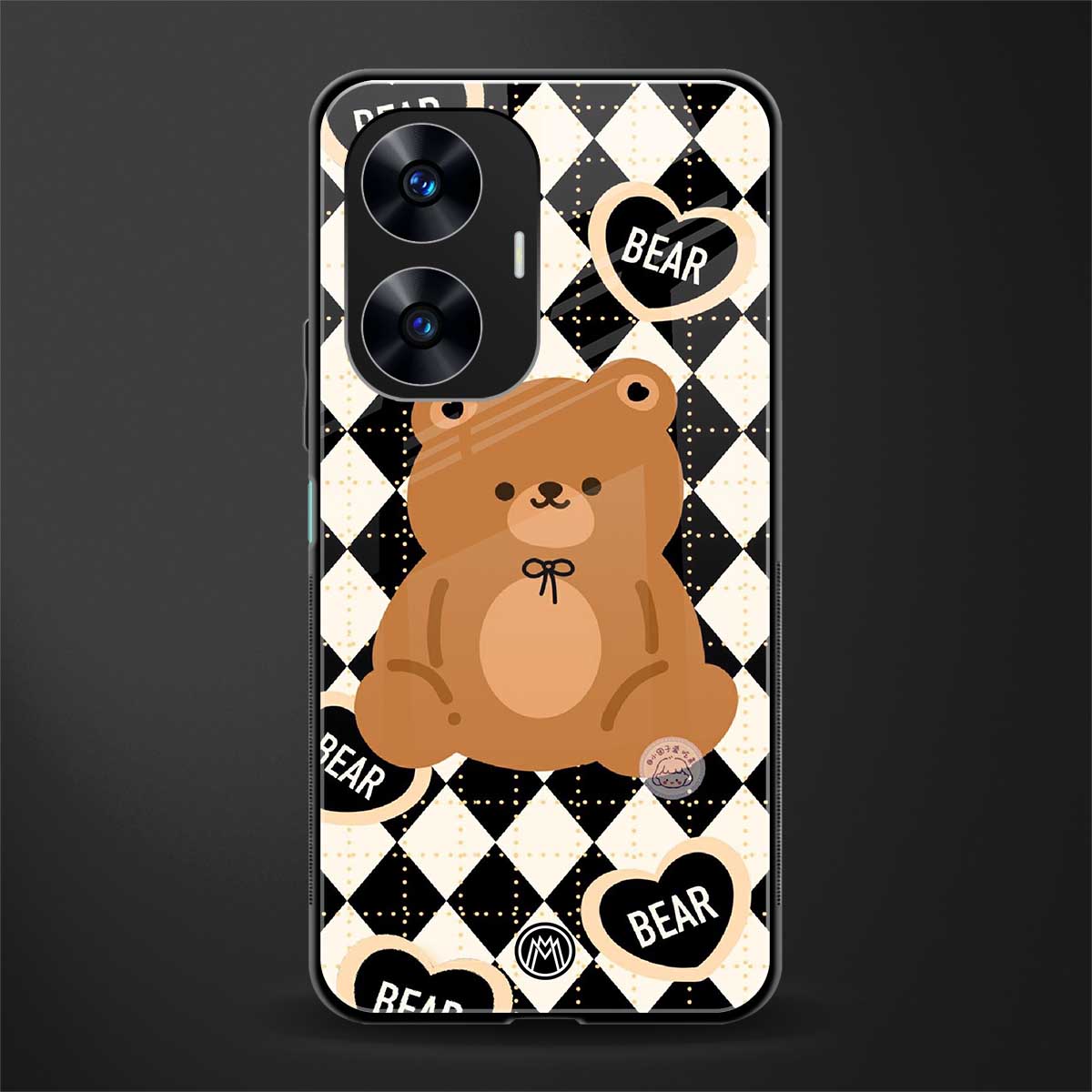 bear uniform pattern back phone cover | glass case for realme c55