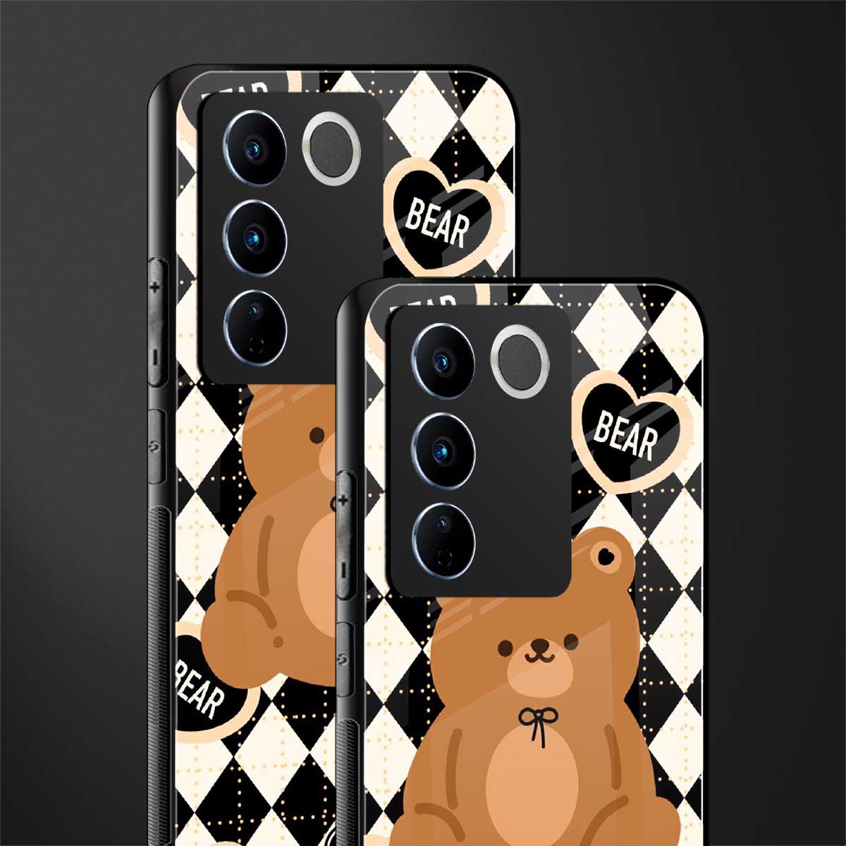 bear uniform pattern back phone cover | glass case for vivo v27 pro 5g