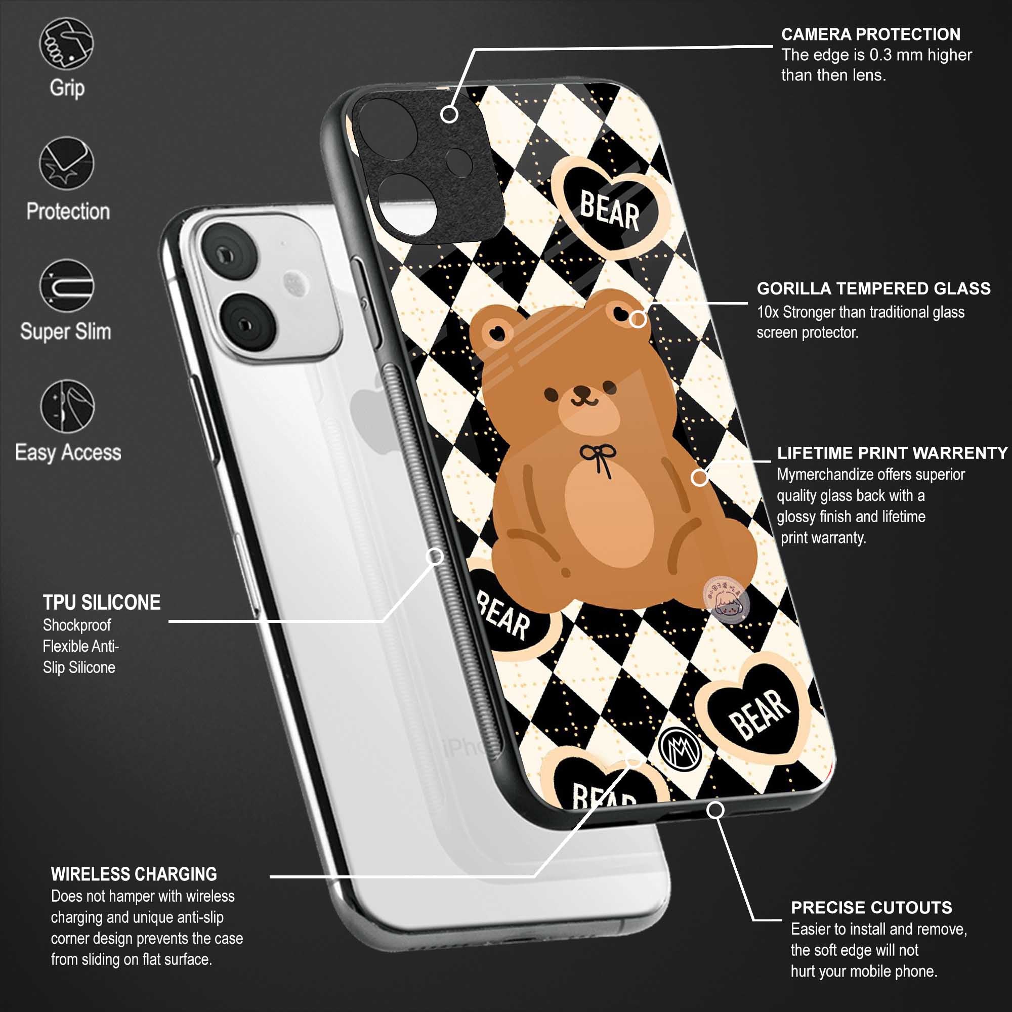 bear uniform pattern glass case for redmi note 10 image-4