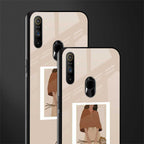 beige brown young lady art glass case for realme narzo 20a