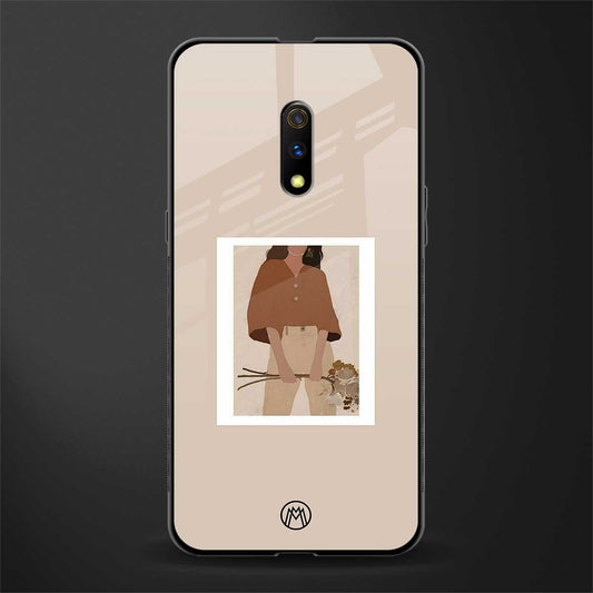 beige brown young lady art glass case for oppo k3