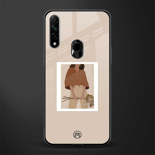 beige brown young lady art glass case for oppo a31