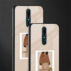 beige brown young lady art glass case for oppo a9