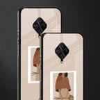 beige brown young lady art glass case for vivo s1 pro