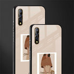beige brown young lady art glass case for vivo s1