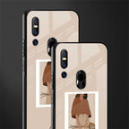 beige brown young lady art glass case for vivo v15