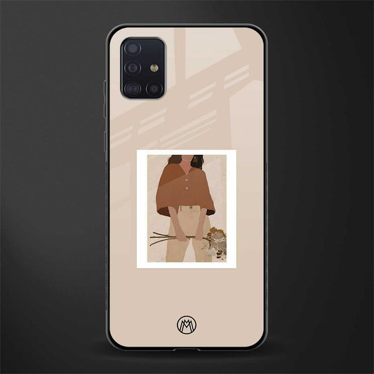 beige brown young lady art glass case for samsung galaxy a71