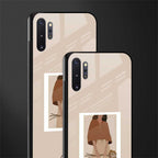 beige brown young lady art glass case for samsung galaxy note 10 plus