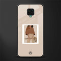 beige brown young lady art glass case for redmi note 9 pro max