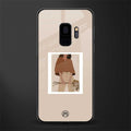 beige brown young lady art glass case for samsung galaxy s9