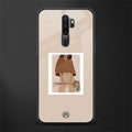 beige brown young lady art glass case for oppo a9 2020