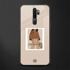 beige brown young lady art glass case for oppo a9 2020