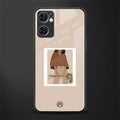 beige brown young lady art glass case for oppo reno7 5g