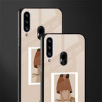 beige brown young lady art glass case for samsung galaxy a20s