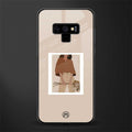 beige brown young lady art glass case for samsung galaxy note 9