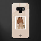 beige brown young lady art glass case for samsung galaxy note 9