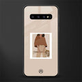 beige brown young lady art glass case for samsung galaxy s10