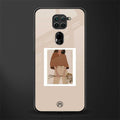 beige brown young lady art glass case for redmi note 9