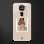 beige brown young lady art glass case for redmi note 9