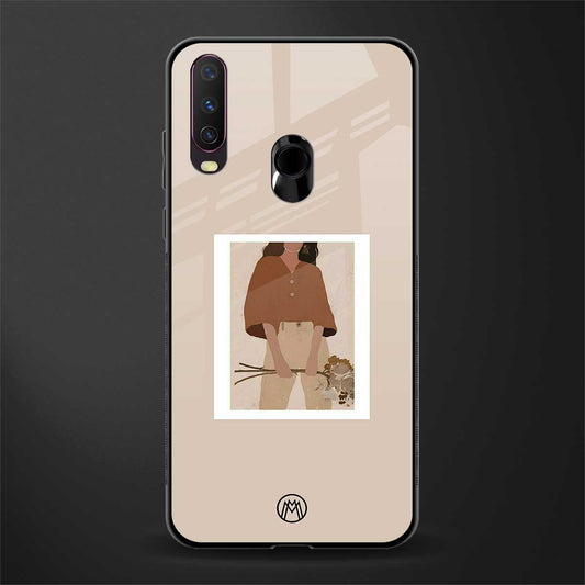 beige brown young lady art glass case for vivo y17