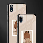 beige brown young lady art glass case for vivo y1s without fingerprint