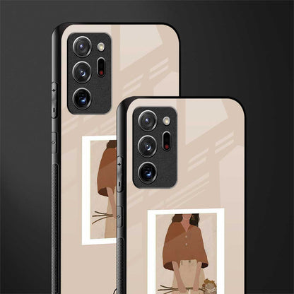 beige brown young lady art glass case for samsung galaxy note 20 ultra 5g