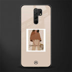 beige brown young lady art glass case for poco m2