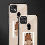 beige brown young lady art glass case for oppo a15s
