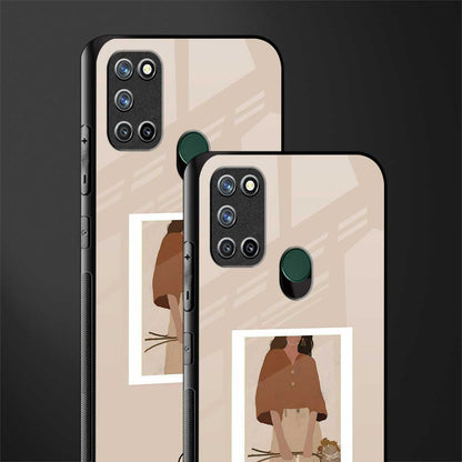 beige brown young lady art glass case for realme 7i
