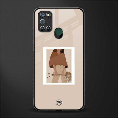 beige brown young lady art glass case for realme 7i