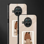 beige brown young lady art glass case for mi 10i