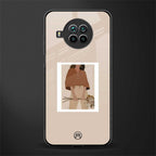 beige brown young lady art glass case for mi 10i