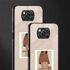 beige brown young lady art glass case for poco x3