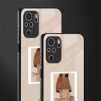 beige brown young lady art glass case for redmi note 10s